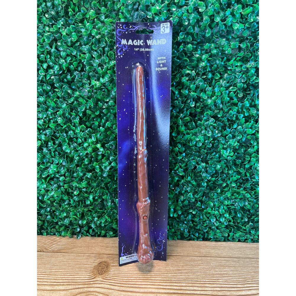 New Brown Magic Wand With Light and Sound 14" Halloween Dress Up Wizard Costume